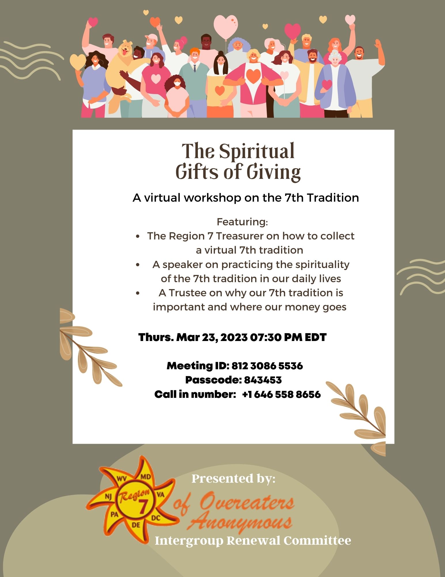 The Spiritual Gifts Of Giving Washington DC Metro Area Intergroup Of   7th Tradition Workshop 